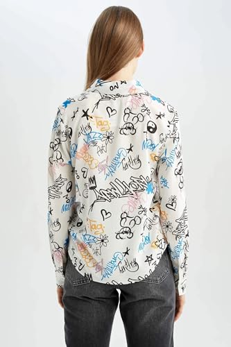 Image of Women's Floral Print Sheer Button-Down Shirt | Lightweight Long Sleeve Collared Shirts | Casual Elegant Shirt for Summer & Spring