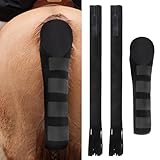 Dmnnlp Horse Tail Wrap Protector & 2 Bags with Fringe, Adjustable Non-Slip Tail Guard for Trailers, Stalls, Shows, Black