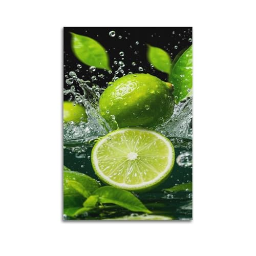 Décoration murale artistique fruits verts 60 x 90 cm pour cadre moderne