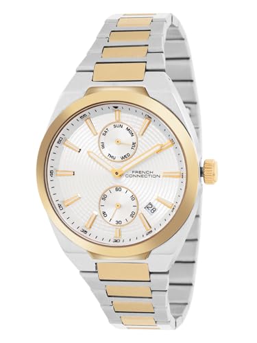 Image of French Connection Celestial Silver Round Dial Mens Mult Function Watch FCH03TM