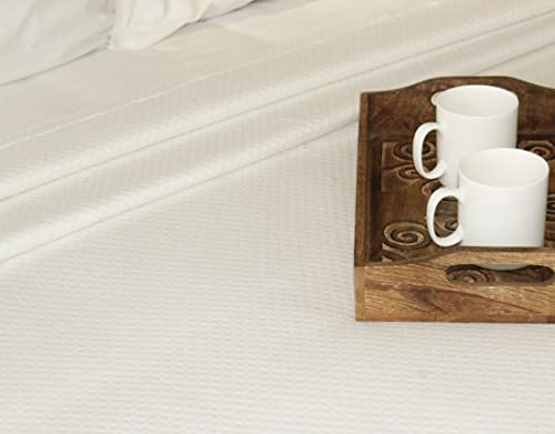 Cotton Craft Soft Cotton Blanket Coverlet - Plush French Matelassé Diamond- Thermal All Season Cooling Throw Blanket - Breathable Skin Friendly Luxurious Layer Bed Spread -Sofa Travel Dorm- Twin Ivory #TOP5