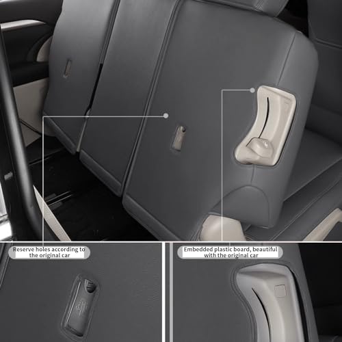Custom Fit Seat Covers for Toyota Highlander: 2020 2021 2022 2023 2024 2025 Full Set 8 Passenger 3 Row Faux Leather Car Seat Protector Compatible Airbag Deep Gray(2020-2024 W/Second Row 40/60 Split)