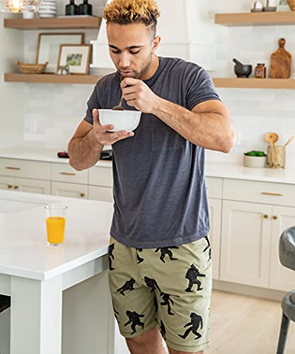 Lazy One Pajama Shorts For Men, Men's Pajama Bottoms, Sleepwear, Mythical, Creature (Bigfoot, Medium) #TOP4