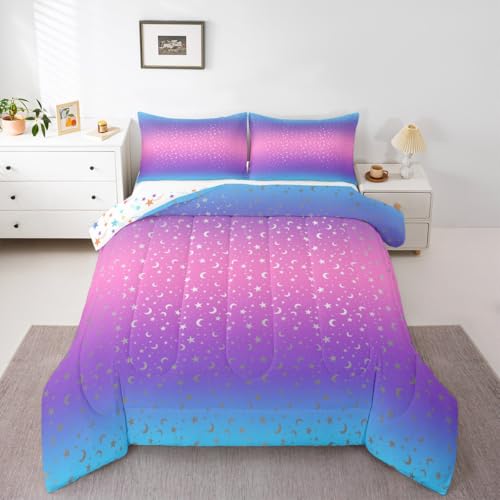 Feelyou Magical Fantasy Starry Comforter Set Queen Size Girls Boys Bedding