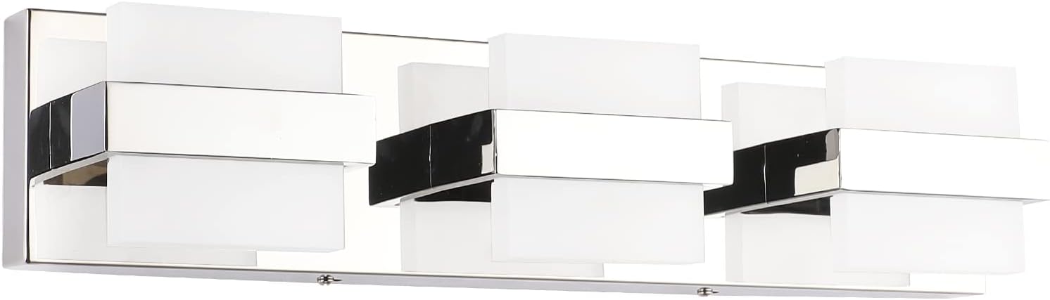SOLFART 3 Lights Chrome Bathroom Lights Over Mirror Modern LED Vanity Light Bathroom Vanity Lighting Fixtures 20 inch White Light Non Dimmable Chrome-White light 20 inch