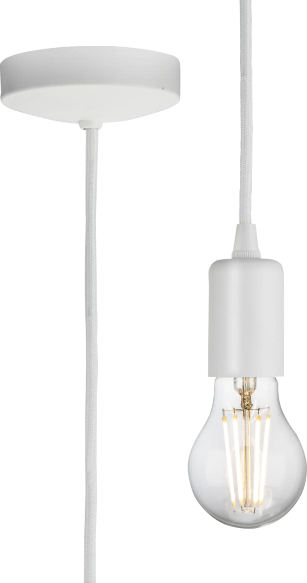 Knightsbridge Matt White 1.8M E27 Contemporary Pendant Set - 8270L