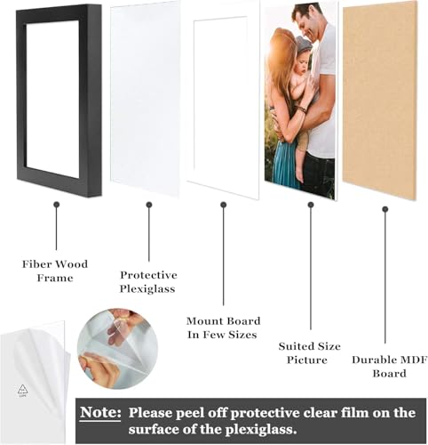 Image of A4 Document Photo Frame Set of 2 Black Photo Frames for Home and Office decoration (Photo Size 8 x 12 Inches)