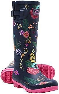 Brown Oak Womens Rebecca Waterproof Adjustable Wellington Rubber Rainboot