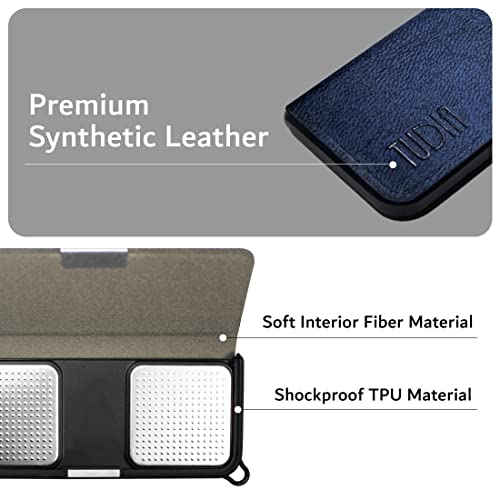 TUDIA Travel Case Compatible for KardiaMobile EKG Monitor, Premium Leather Magnetic Closure with Key Holder Protective Carrying Case Designed for KardiaMobile - Blue
