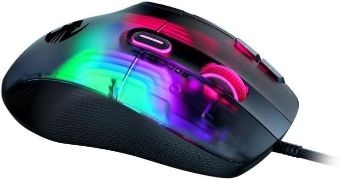 Roccat Kone XP - 3D Lighting Gaming Mouse with 19K DPI Optical Sensor, 4D Krystal Wheel, programmable Button Design & AIMO RGB Lighting, Black