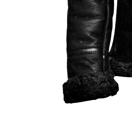 Men's Sherpa Lined Leather Jacket Fleece Fur Collar Casual Leather Coat Warm Thicken Bomber Moto Overcoat4
