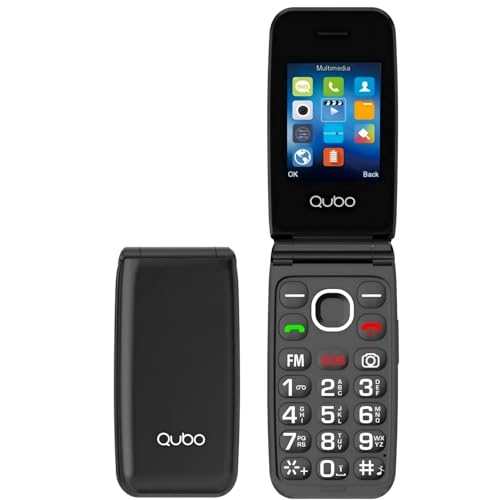 Qubo Seniorenhandy Klapphandy Ohne Vertrag, Großtastenhandy, GSM Flip Mobiltelefon SOS Notruffunktion, Taschenlampe, FM-Radio, 2,4 Zoll Farbdisplay, Schwarz