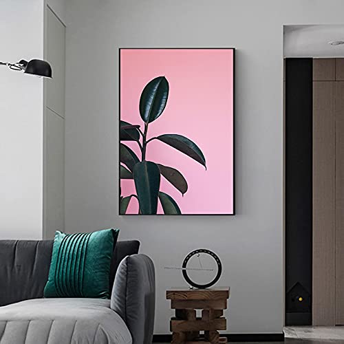 Affiche rose et verte abstraite nordique, poster mural 40x60cm