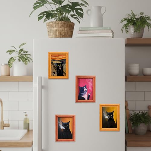 Marco magnético retro gato para refrigerador 4 piezas miniatura 6