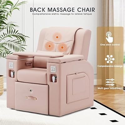 Artist hand Pedicure Spa Chair, Massage Chair, with Smart Foot Bathtub, Hand Wash, Salon Chairs for Manicure, Foot Bath (Pink)