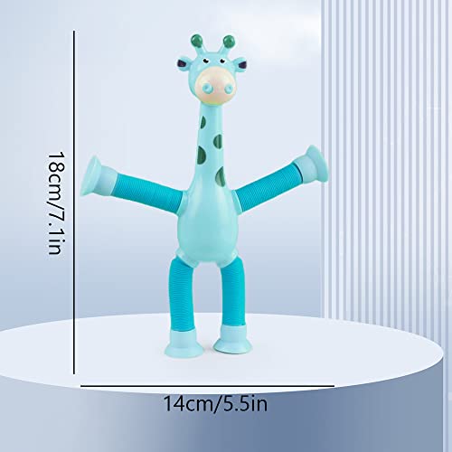 4 Pcs Telescopic Suction Cup Giraffe Toy, Shape-Changing Giraffe Telescopic Tube Cartoon Puzzle Suction Cup Sensory Toys, Novel Stretch And Decompress Educational Giraffe Toys (4 Pcs, Non-Light) #TOP1