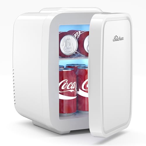 Image of BEICHEN Mini Fridge 4 Liter /6 Can Portable Compact Refrigerator | for Bedroom Office Dorm Car, Fast Cooling, Low Noise, 100-125V AC /5-12V USB, for Skincare, Food, Drinks(White)
