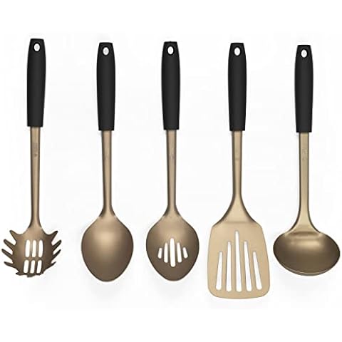 Russell Hobbs RH02170BEU7 5-teiliges Küchengerät-Set enthält einen Löffel mit Schlitz, Saucen-Löffel, Spatel, Spaghetti-Löffel, Kelle Cover