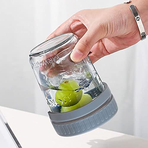 Cghwbea Overnight Oats Container - Yogurt Oatmeal Glass Canning With Lids And Spoon, 10 Oz Cereals, Milk, Fruit Salad, With Measurement Marks (White+Grey) #TOP5