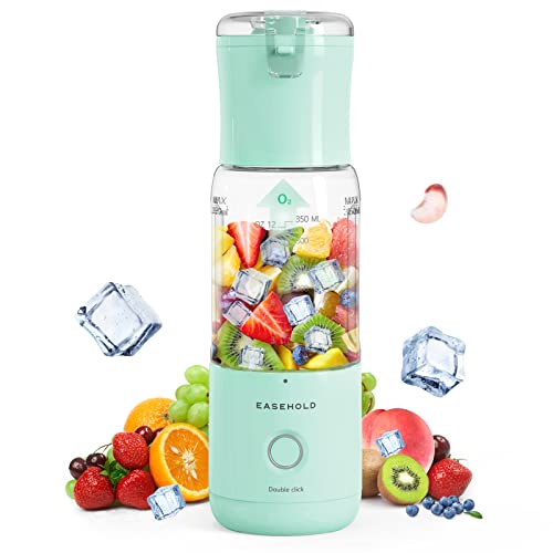 EASEHOLD Portable Personal Blender for Smoothies Shakes, Fresh Juice Mini Fast Blender on the go with 6 Blades, Rechargable Single BPA Free for Sport, Kitchen, Travel,Camping (Green)
