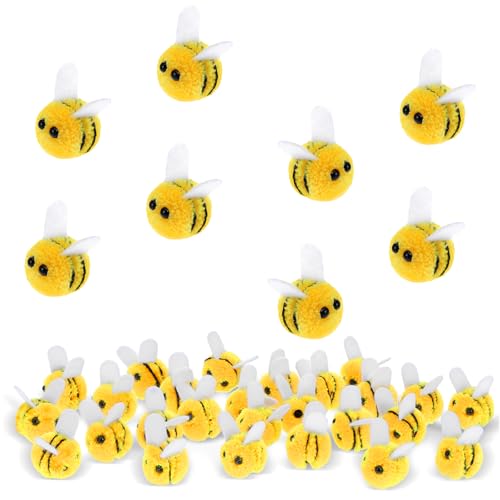 Ymapinc 28pcs Mini Wool Felt Bees for Crafts,Felt Animal Fake
