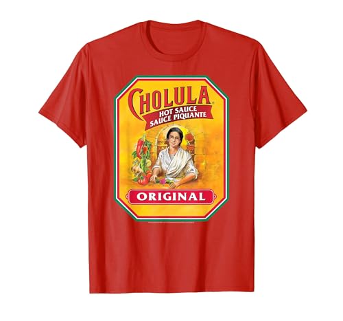 Cholula Hot Sauce Bottle Lable Casual Costume Foodies T-Shirt, Men, Red, Large