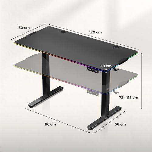 Höhenverstellbarer Gaming-Tisch Huzaro Hero 8.2 mit RGB-Beleuchtung