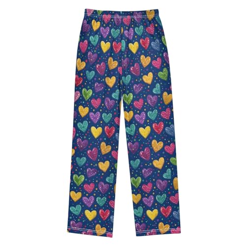 Pajama Pants Lounge Sleep PJ Bottoms Sleepwear Elastic Waist Drawstring S Colorful Polka Dot Heart2