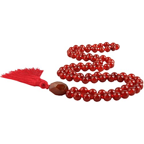 Image of Nupuyai Gemstone Mala Healing Crystal Beads Necklace, Tassel Meditation Yoga Bracelet, Boho Statement Long Chain