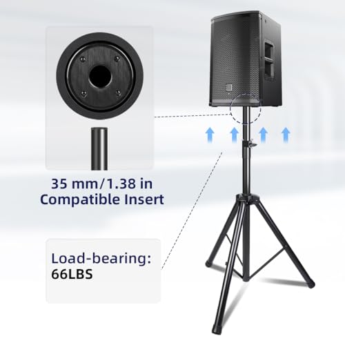 Gzgdljq Universal Speaker Stands Pair Adjustable Speaker Tripod Height From 35 To 60 Inch Pa Speaker Stand 35 Mm Compatible Insert With Carrying Bag thumb #3