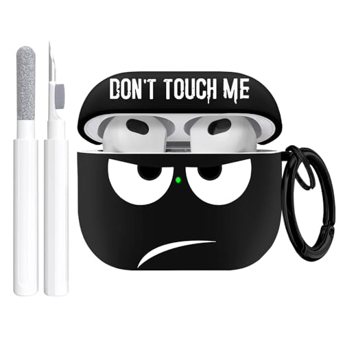 Image of for Airpods 3 Case 2021, Don't Touch Me for Airpods Cover with Keychain /Lanyard Soft Cute Shockproof Cover for Women Men Compatible with for Airpods 3 Charging Case (A-Black)
