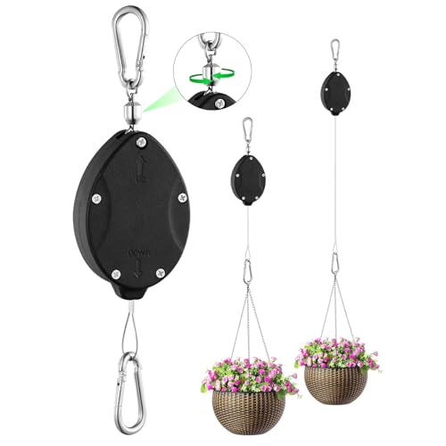 1 Pack Heavy Duty Retractable Plant Hangers, Adjustable Pull-Down Pulleys with 63