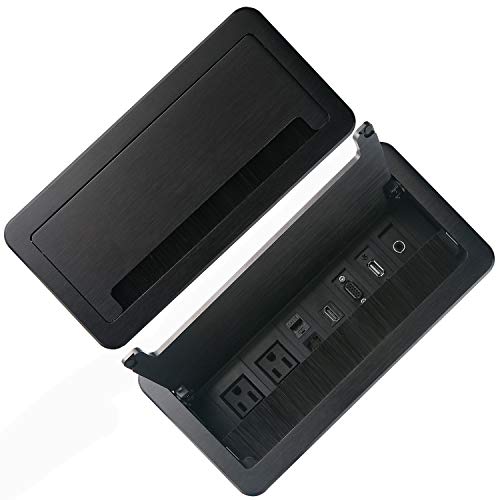 Conference Table Power Module-Tabletop Multimedia Connectivity Box Outlet.With 2 Electric Power Outlets,USB