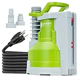 Green Expert 1/2 HP Submersible Sump Pump 3000GPH High Flow with Built-in Float Switch, Portable Drain System with 25-foot Long Power Cord for Easy Installation Automatic/Manual Switchable