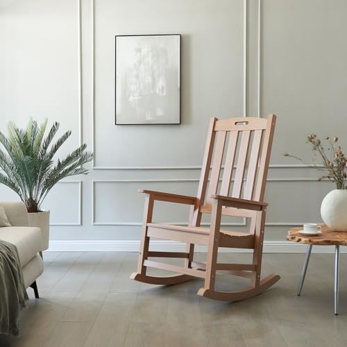 Image of Psilvam Outdoor Rocking Chairs Set of 2, Oversized Porch Rocker (Teak)