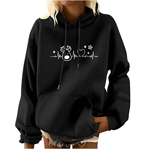 Weihnachtsshirt Damen Hoodie Elegant Weihnachtspullover Langarm...