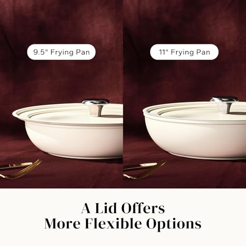 Redchef Ceramic Frying Pans, 4-Piece Non Stick Frying Pans, Non Toxic Skillet with Lid, Ceramic Cookware Set, 8" 9.5" 11" Egg Saute Pan, PFAS & PTFE & PFOA Free, Dishwasher & Oven Safe, Beige White by Redchef - Image 3