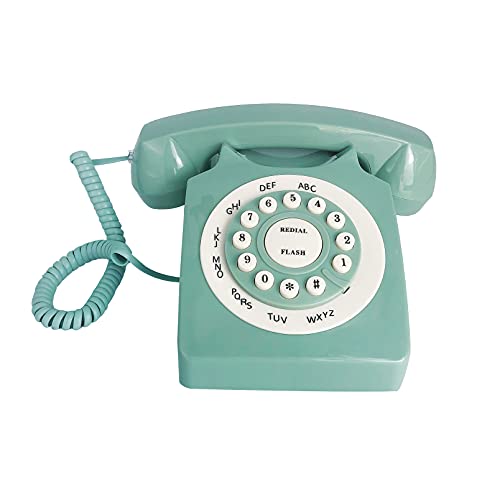 Teléfono fijo Beneno verde clásico con disco rotatorio miniatura 1