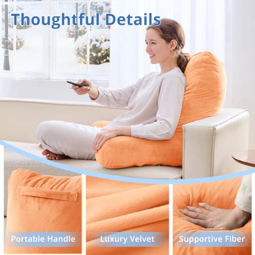 Image of Sasttie Reading Pillow for Bed, Back Pillow for Sitting Up, Orange