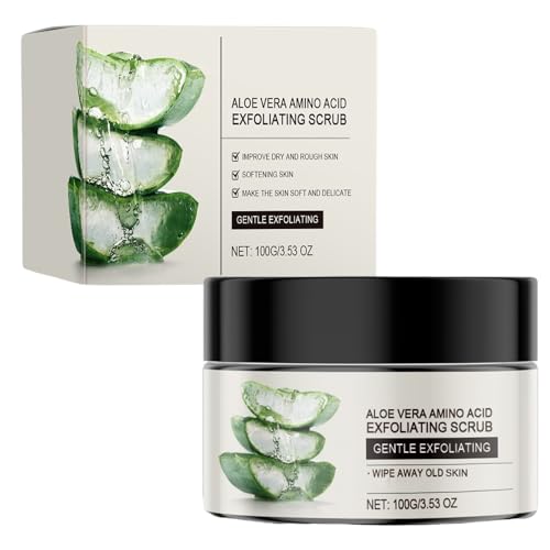 Aloe Vera & Amino Acid Exfoliating Scrub, Gentle Face & Body Peel for Dark Neck, Brightening & Pore Refining, Deep Cleansing for Sensitive Skin, Improves Dry Rough Skin Daily Facial Exfoliator (1pcs)