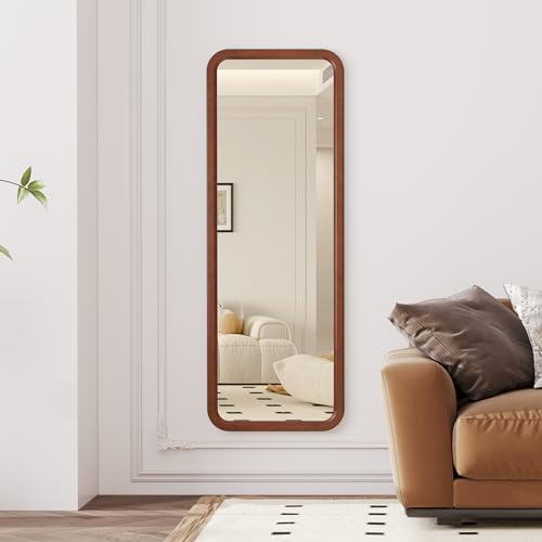 Dnbss 47 Inchx16 Inch Wooden Full Length Hanging Mirror For Wall, Solid Wood Frame Full Body Mirror, Wall-Mounted Mirror, Dressing Mirror For Bedroom, Living Room, Room Decor, Walnut thumb #6