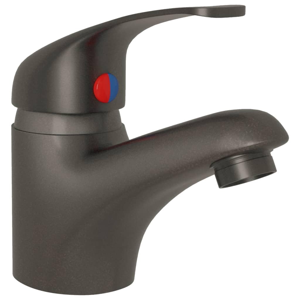 Grifo mezclador monomando gris para baño y cocina, aleación de zinc con cartucho de cerámica, 13 x 10 cm, manguera flexible de acero inoxidable, incluye accesorios de instalación