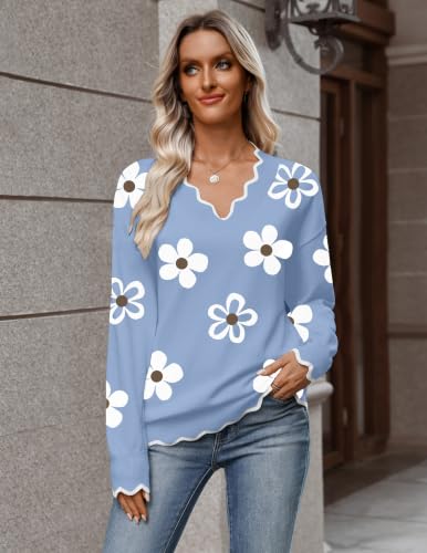 Image of Zeagoo Women's 2026 Fall V Neck Sweater Long Sleeve Lightweight Knit Tops