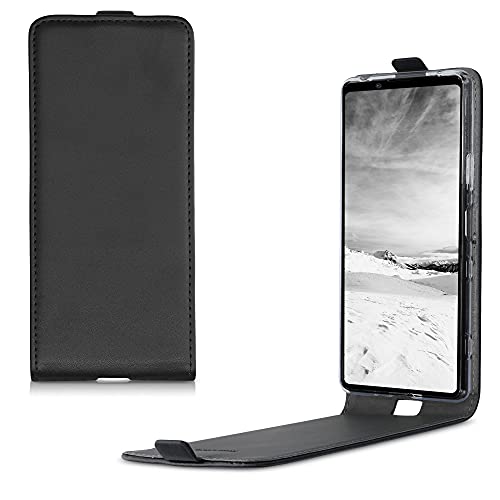 kwmobile Vertical Flip Case Compatible with Sony Xperia 1 III - Case PU Leather Protective Flip Cover with Magnet - Black -  54803.01