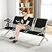 KINTNESS Waiting Room Chair - PU Leather 3-Seat Guest Reception Bench Waiting Room Chairs for Airport Garden Salon Barber Guest Bench Black