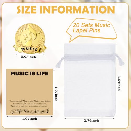 Image of Liliaafar 60 Pcs Music Note Lapel Pins Musical Note Band Award Pins Cards Bulk for Musician Music Lover Teacher Graduation Gifts for Students