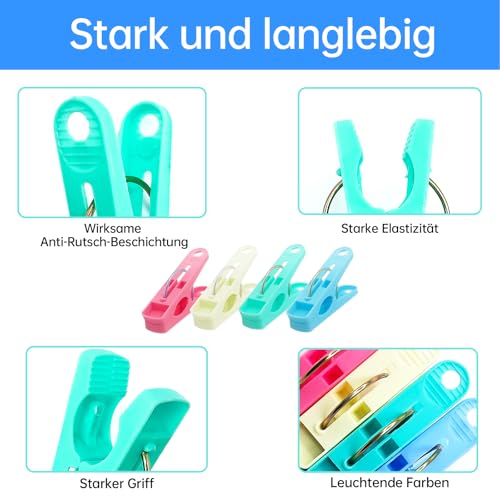Nadinsta 112 Pcs Clothes Pegs for Washing Line With Durable Spring 4 Colors Extra Strong Washing Line Non Slip Laundry Pegs - Image 3