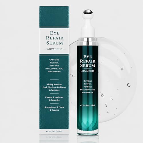 Under Eye Cream for Dark Circles and Puffiness, Eye Serum with Caffeine, Retinol, Peptides & Hyaluronic Acid.