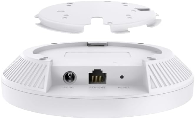 Rear view of the TP-Link Omada EAP723 Access Point showing DC, Ethernet/PoE, and Reset ports