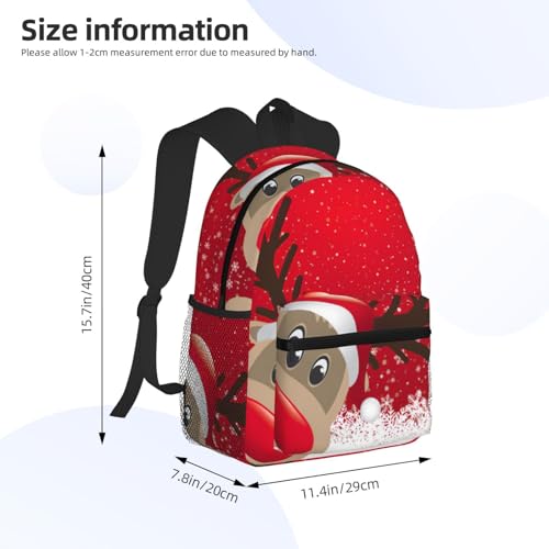 Sac à dos double épaule noir et polyvalent avec motif de Noël - 4